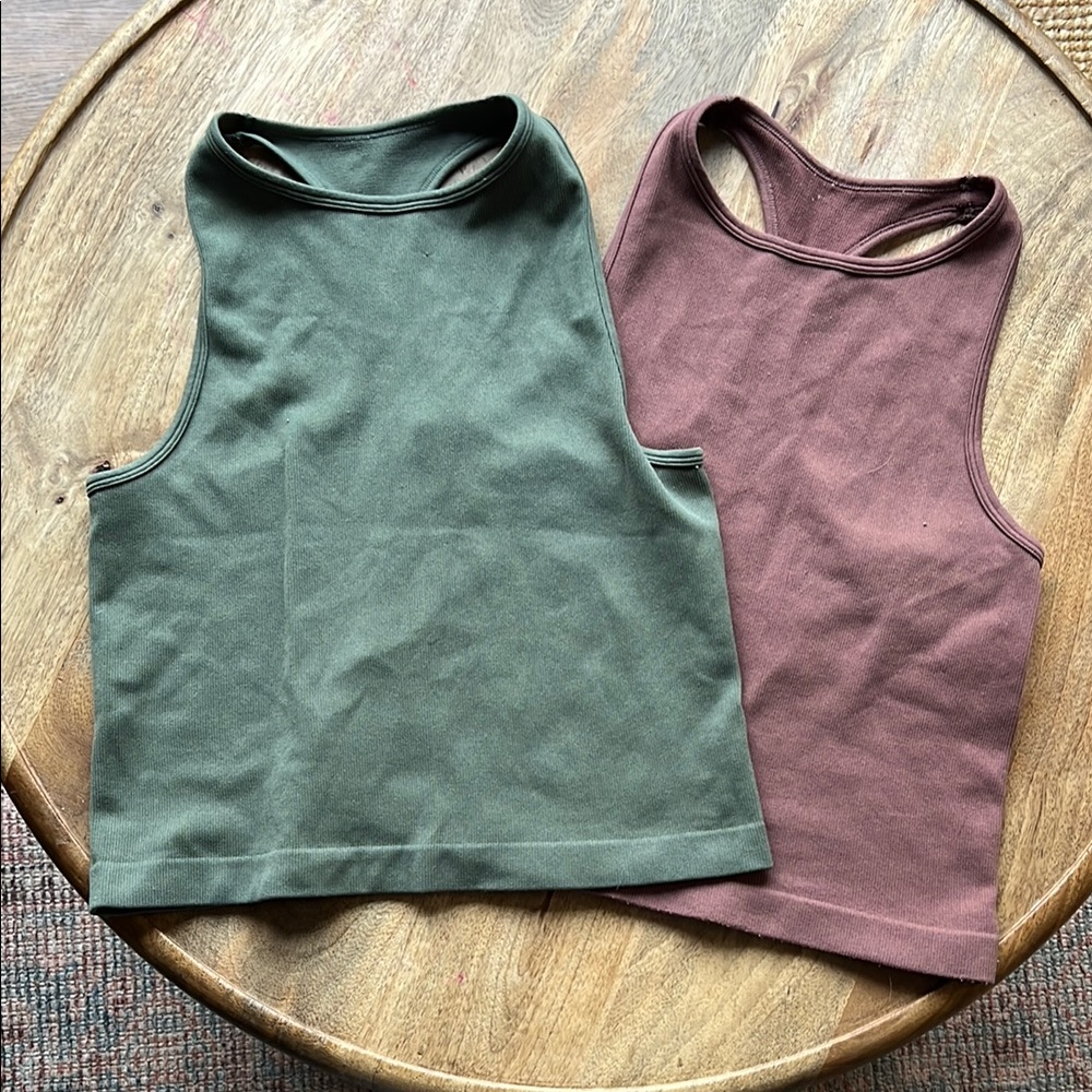 Free People Green and Brown Women's Work Out Tops